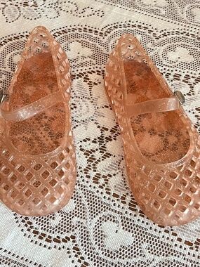 Old Navy Jelly Sandals Pink Glitter Mary Jane Toddler Girl 9 Spring Summer Shoes